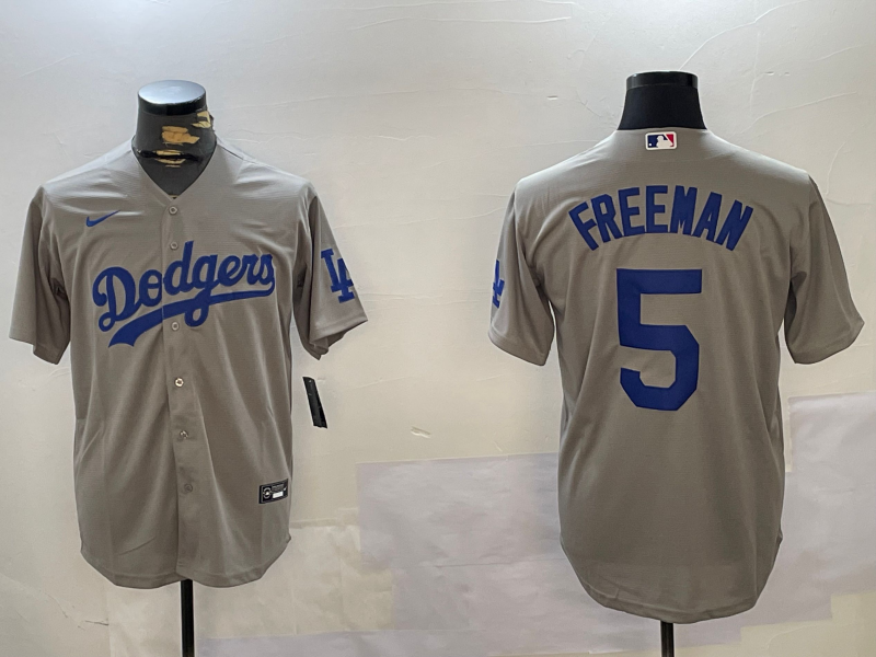 Men's Los Angeles Dodgers Freddie Freeman #5 Gray Jersey